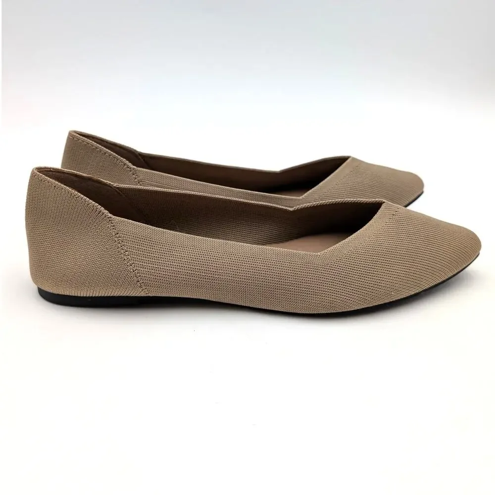 Mia Kerri Pointed Toe Ballet Flat Shoes Women's Dark Sand Size US7.5M EU38